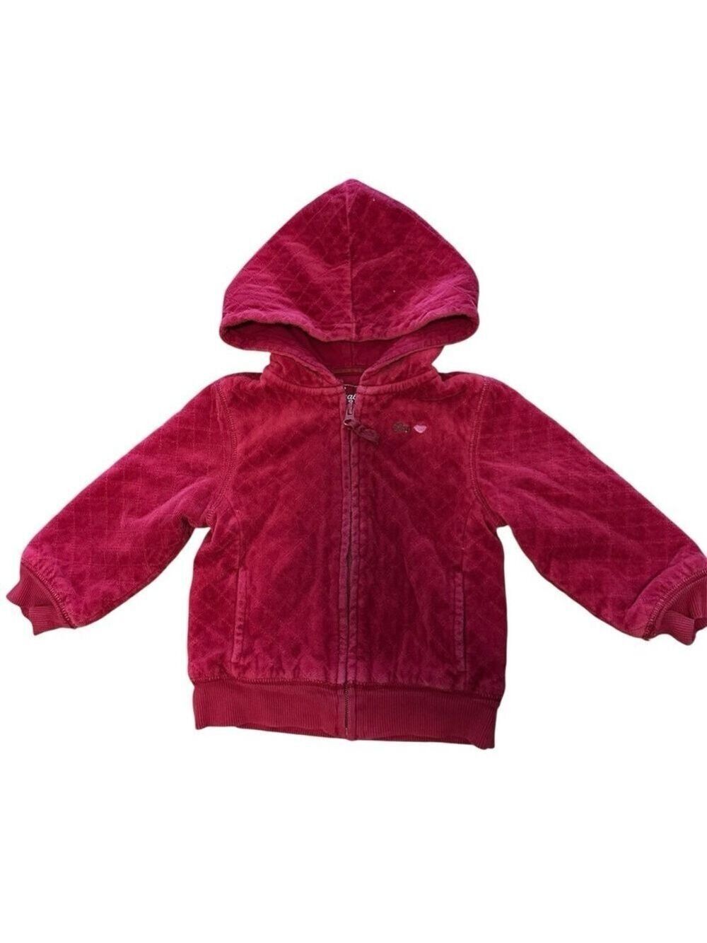 Baby Gap Vintage Quilted Velour Zip Front Hoodie Sweater Sweatshirt
